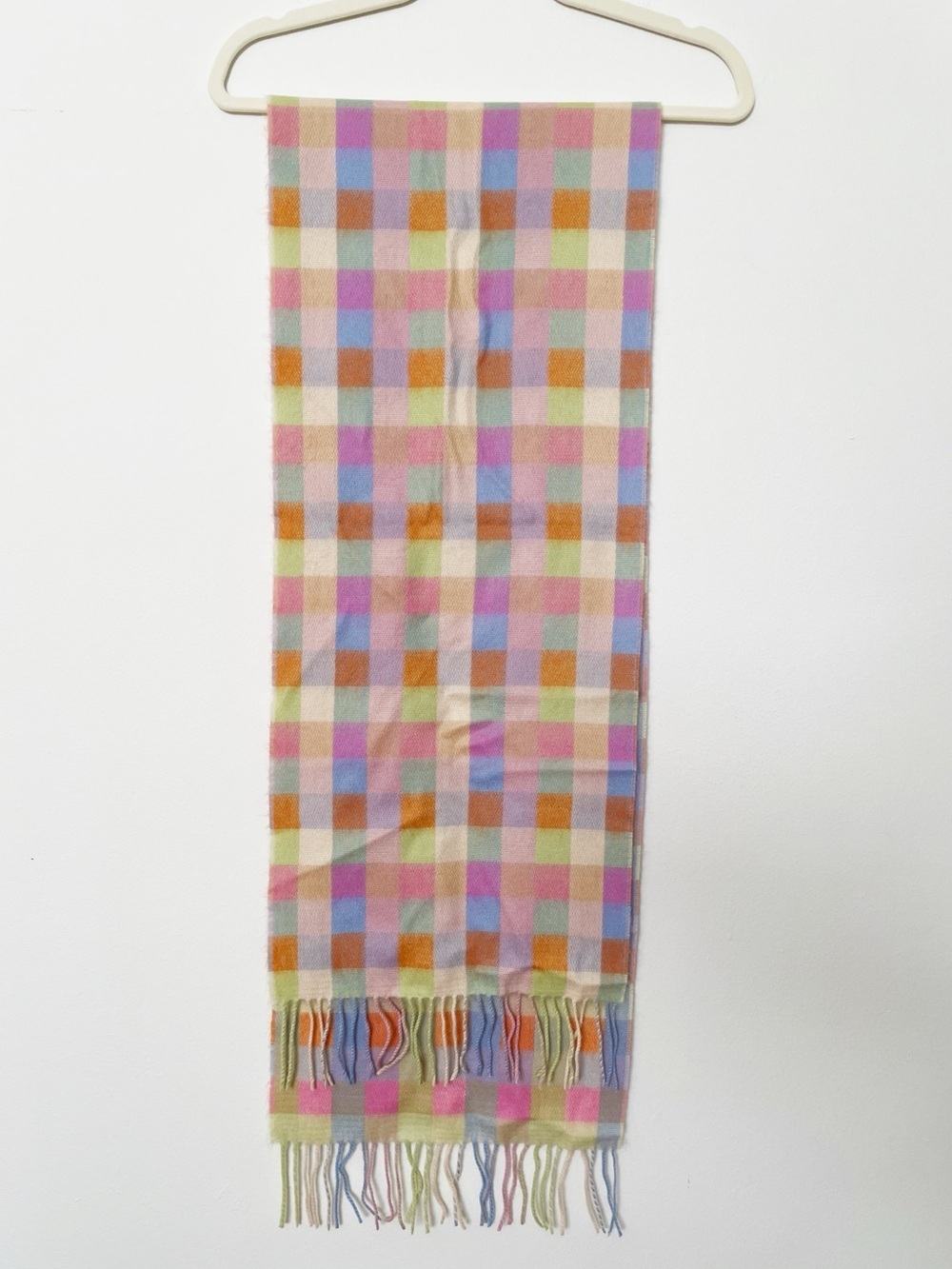 New Pastel Plaid Cashmere Scarf Scotland Scottish cashmere fringe preppy soft
